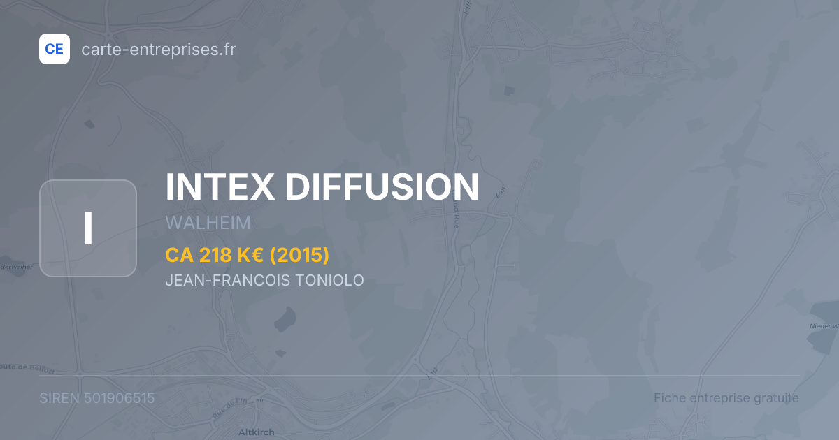 INTEX DIFFUSION — 501906515 — fiche entreprise