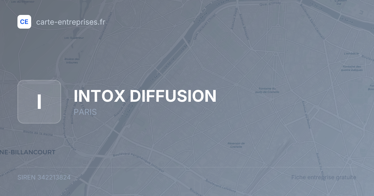 INTOX DIFFUSION — 342213824 — fiche entreprise
