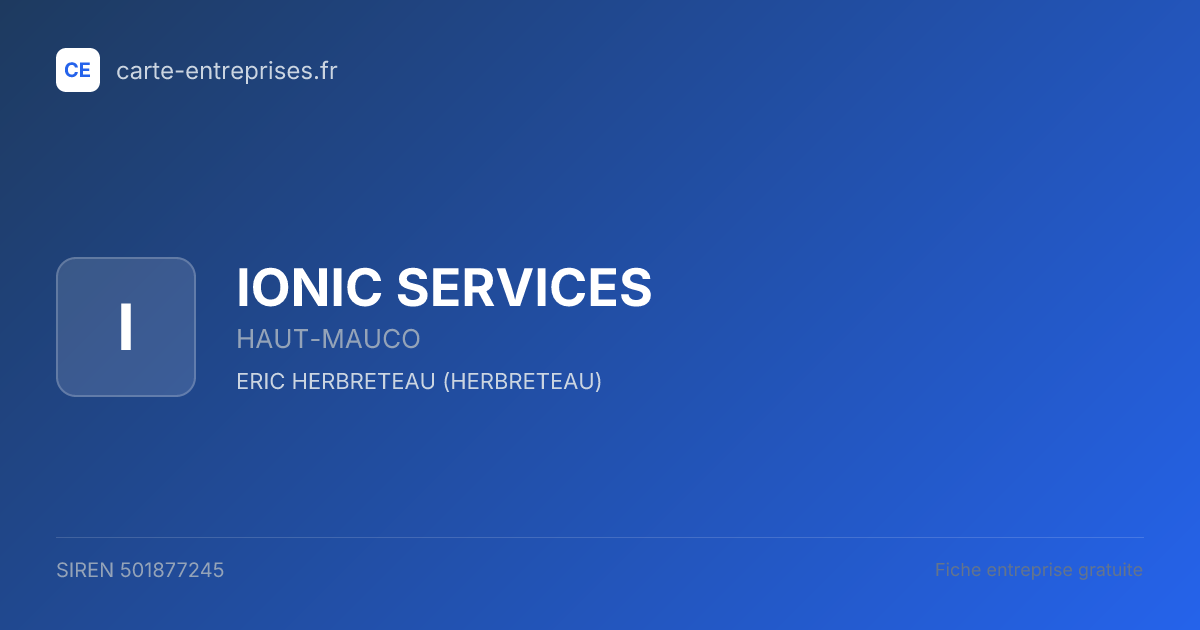 IONIC SERVICES — 501877245 — fiche entreprise