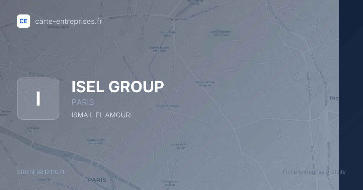 ISEL GROUP — 981211071 — fiche entreprise