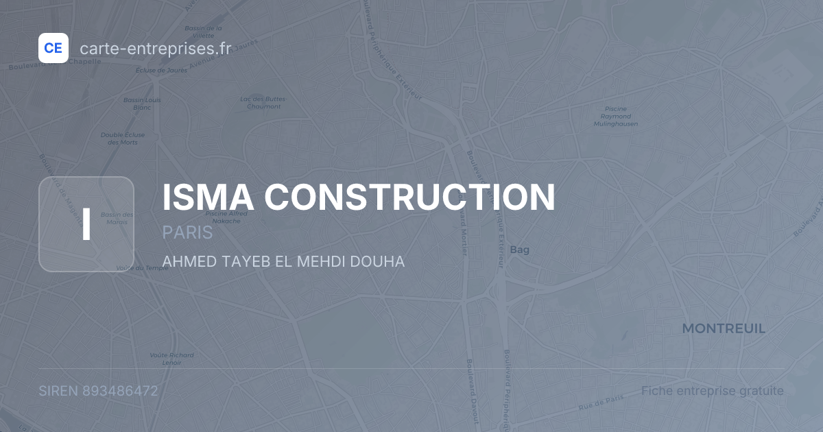 ISMA CONSTRUCTION — 893486472 — fiche entreprise