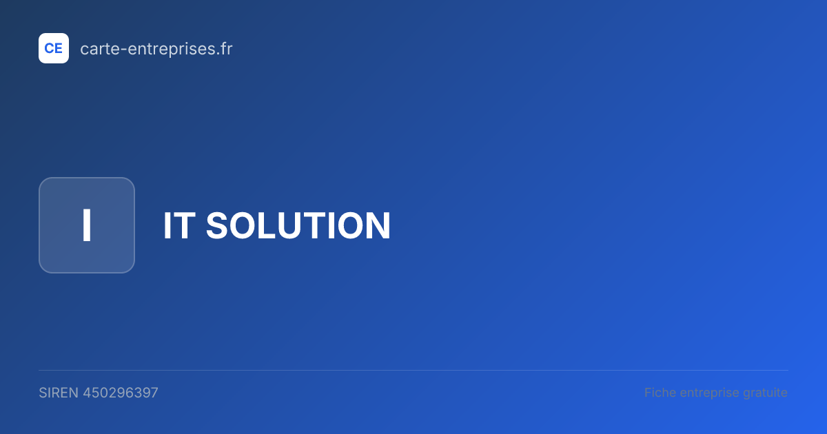 IT SOLUTION — 450296397 — fiche entreprise