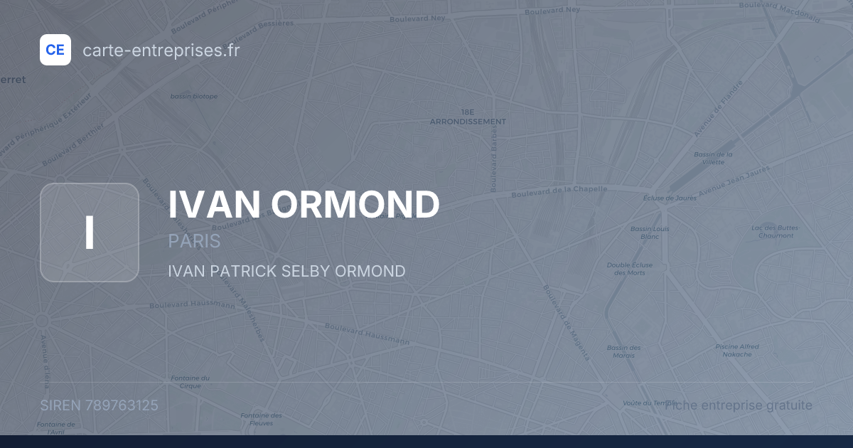 IVAN ORMOND — 789763125 — fiche entreprise