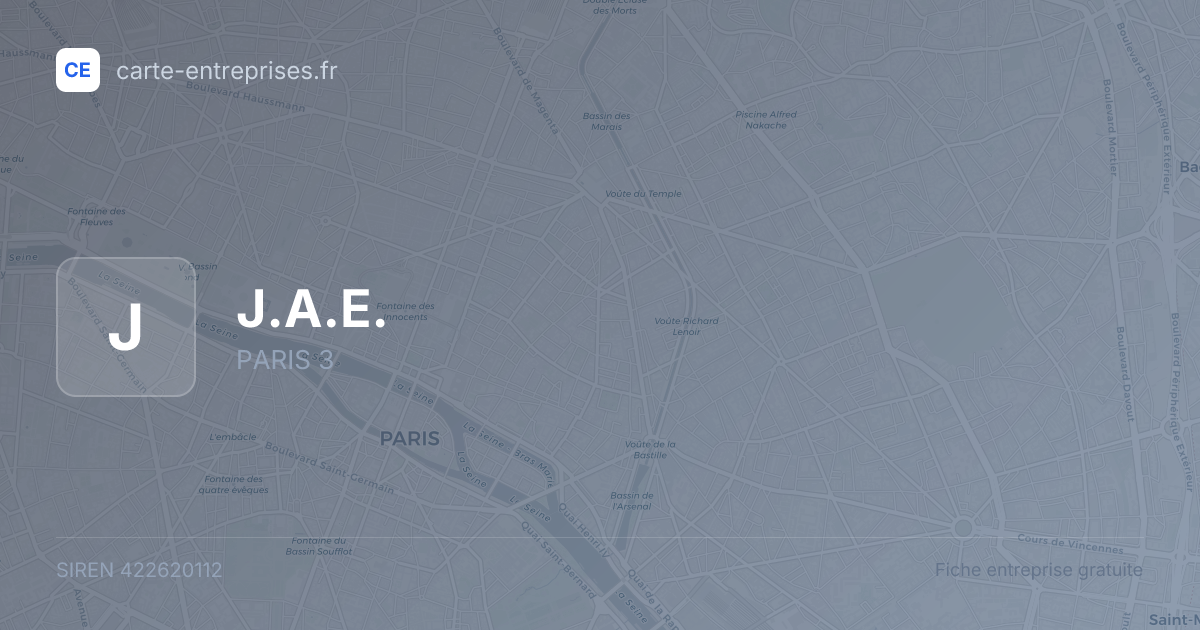 J.A.E. — 422620112 — fiche entreprise