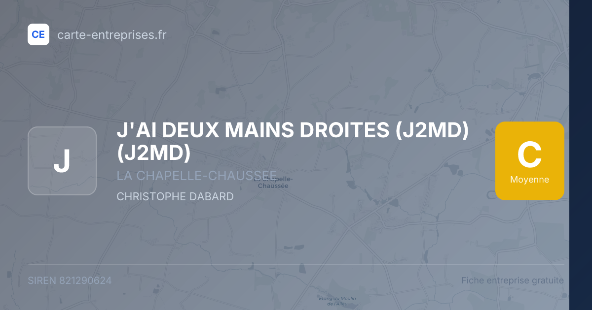 J'AI DEUX MAINS DROITES (J2MD) (J2MD) — 821290624 — fiche entreprise