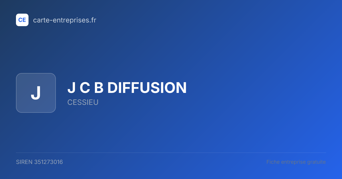 J C B DIFFUSION — 351273016 — fiche entreprise