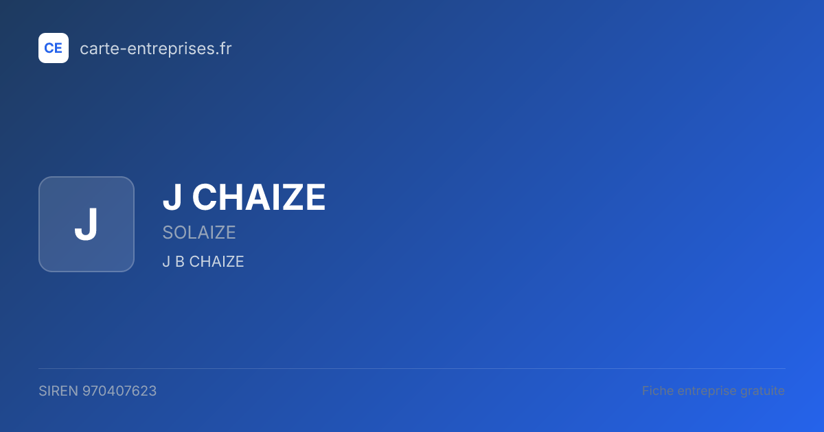 J CHAIZE — 970407623 — fiche entreprise