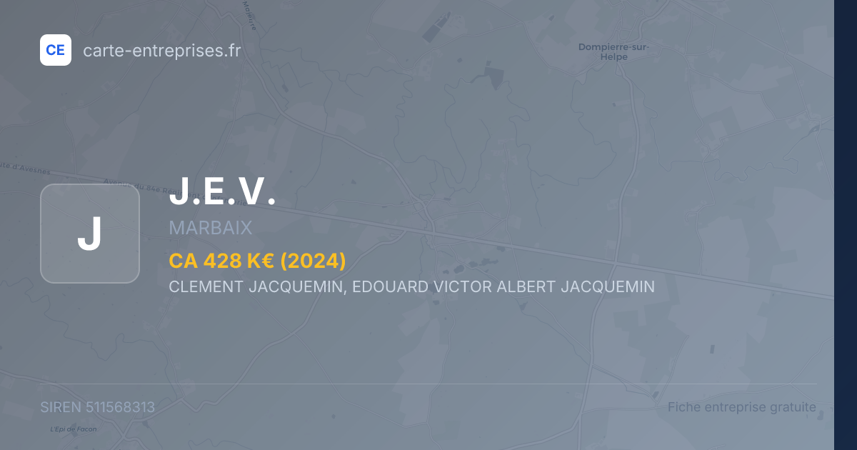 J.E.V. — 511568313 — fiche entreprise