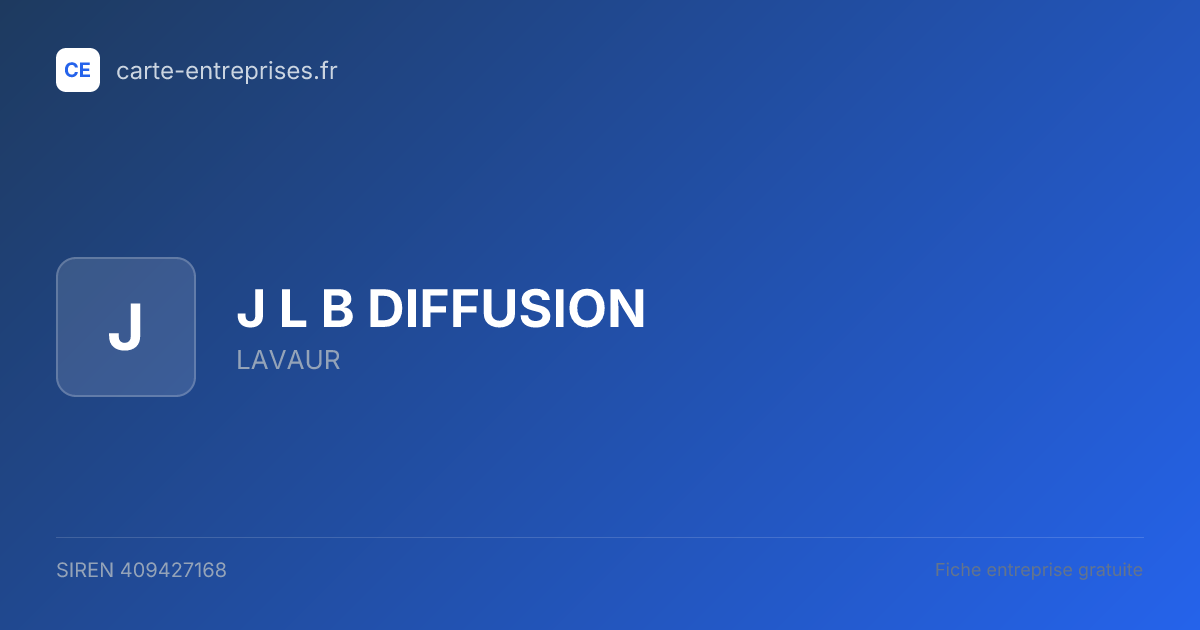 J L B DIFFUSION — 409427168 — fiche entreprise