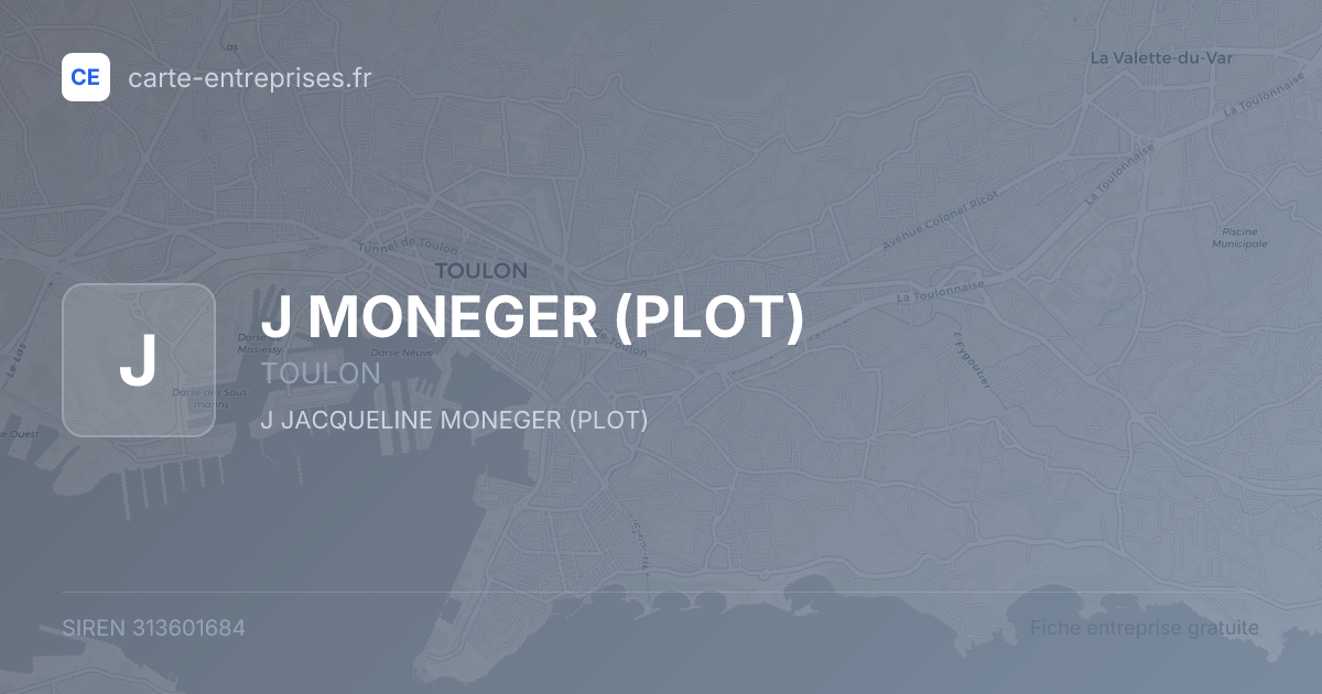 J MONEGER (PLOT) — 313601684 — fiche entreprise