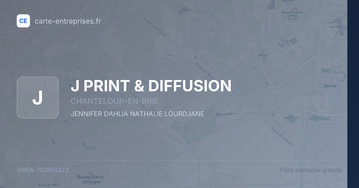 J PRINT & DIFFUSION — 792893323 — fiche entreprise