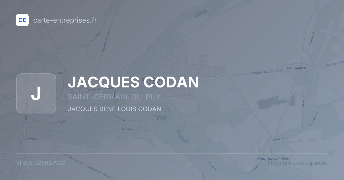 JACQUES CODAN — 325657922 — fiche entreprise
