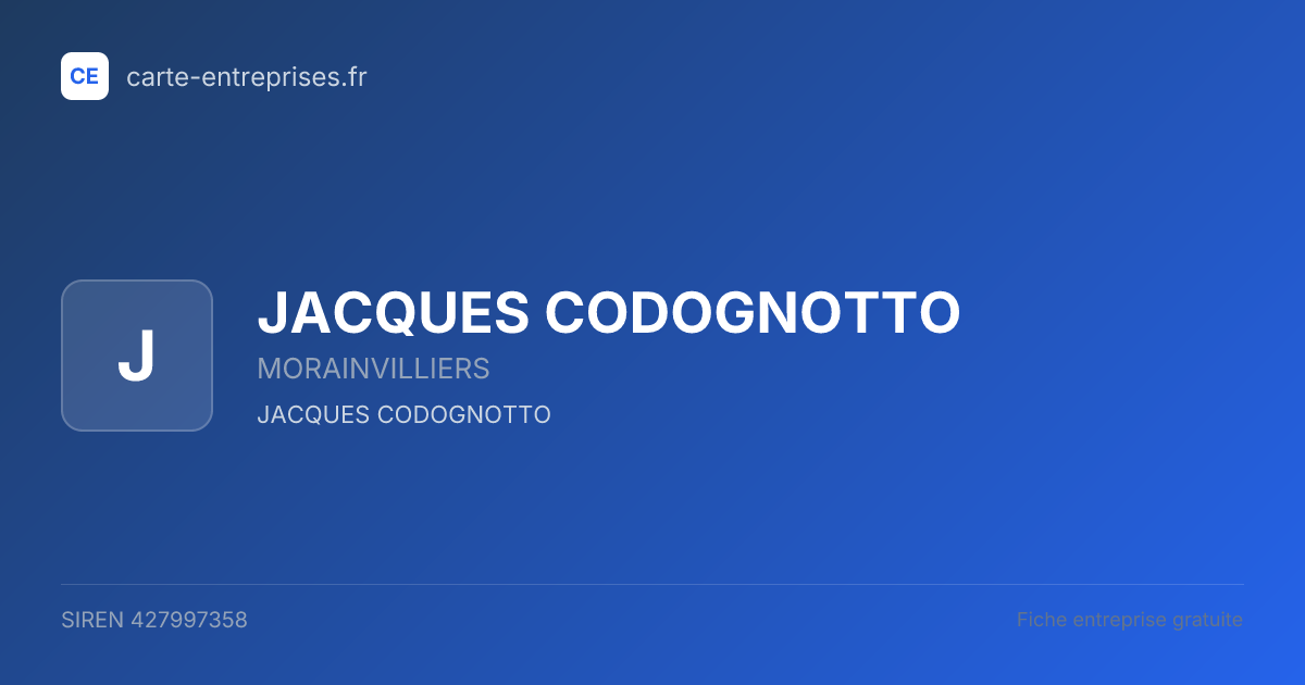 JACQUES CODOGNOTTO — 427997358 — fiche entreprise