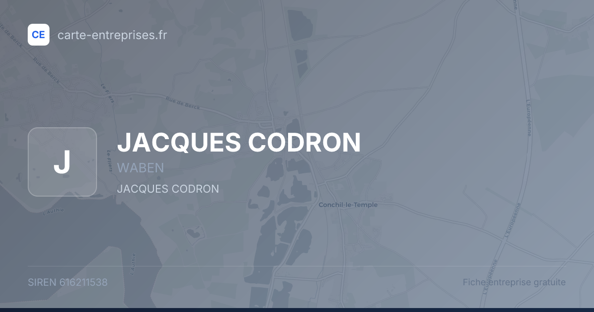JACQUES CODRON — 616211538 — fiche entreprise
