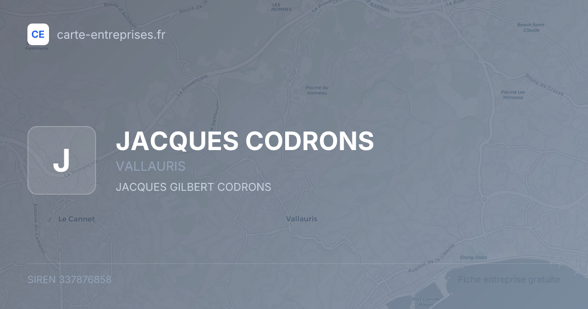 JACQUES CODRONS — 337876858 — fiche entreprise