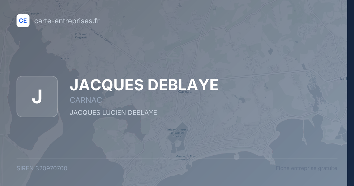 JACQUES DEBLAYE — 320970700 — fiche entreprise