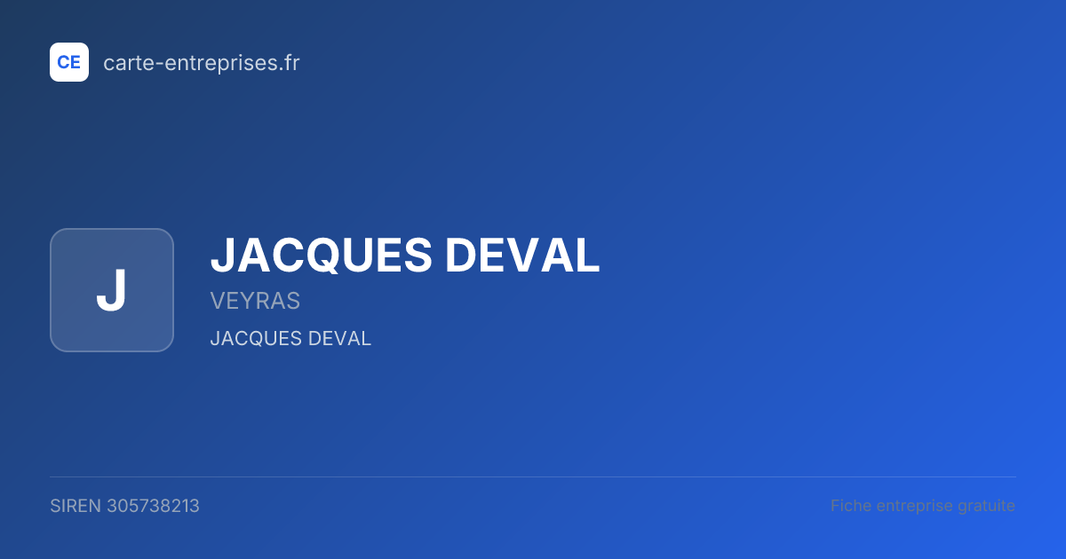 JACQUES DEVAL — 305738213 — fiche entreprise