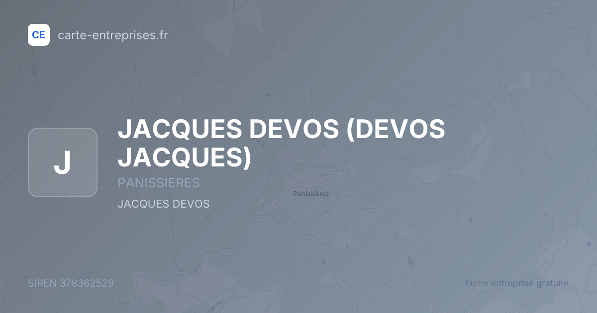 JACQUES DEVOS (DEVOS JACQUES) — 378362529 — fiche entreprise