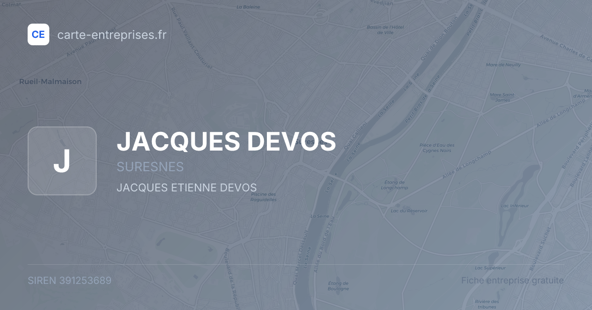 JACQUES DEVOS — 391253689 — fiche entreprise