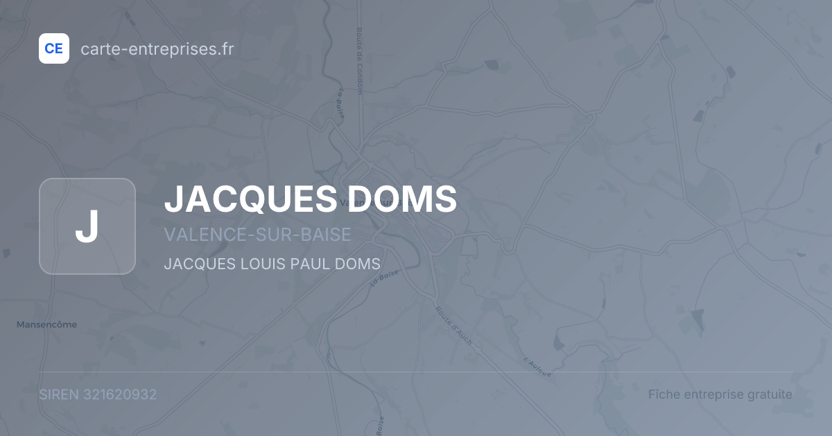 JACQUES DOMS — 321620932 — fiche entreprise