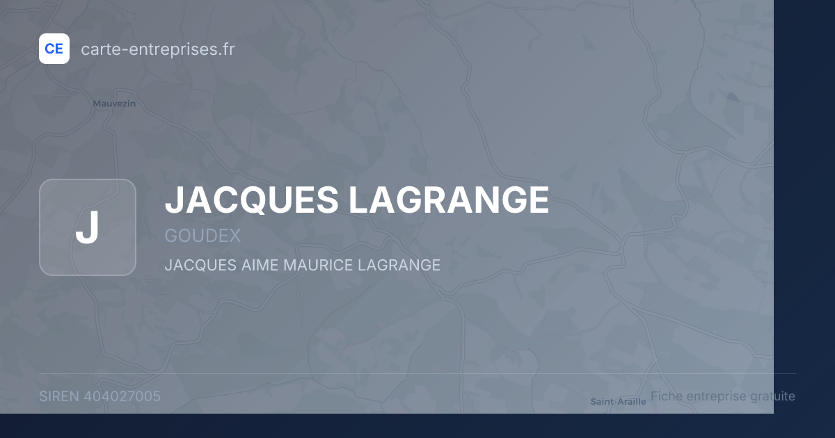 JACQUES LAGRANGE — 404027005 — fiche entreprise