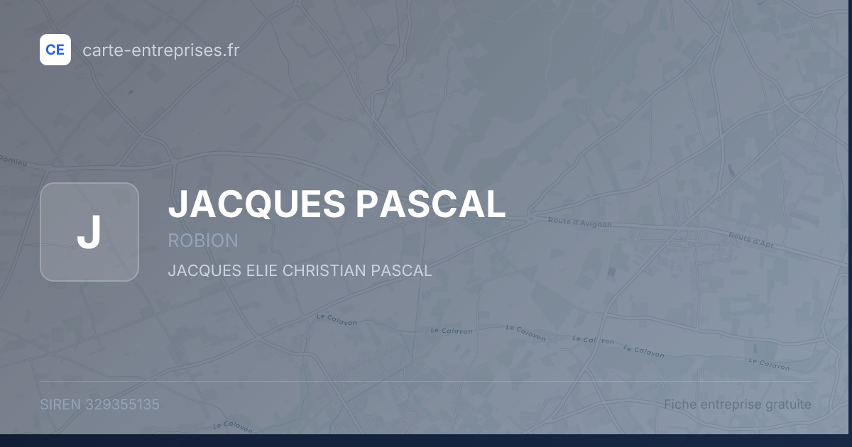 JACQUES PASCAL — 329355135 — fiche entreprise