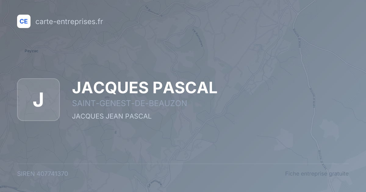 JACQUES PASCAL — 407741370 — fiche entreprise