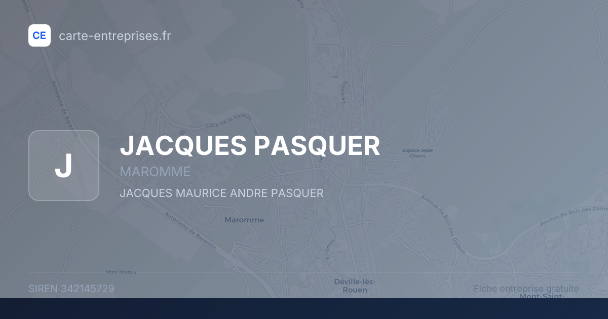 JACQUES PASQUER — 342145729 — fiche entreprise