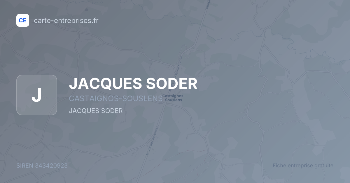 JACQUES SODER — 343420923 — fiche entreprise