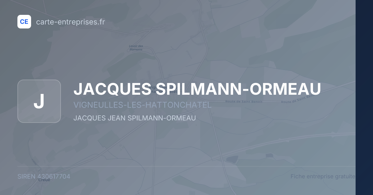 JACQUES SPILMANN-ORMEAU — 430617704 — fiche entreprise