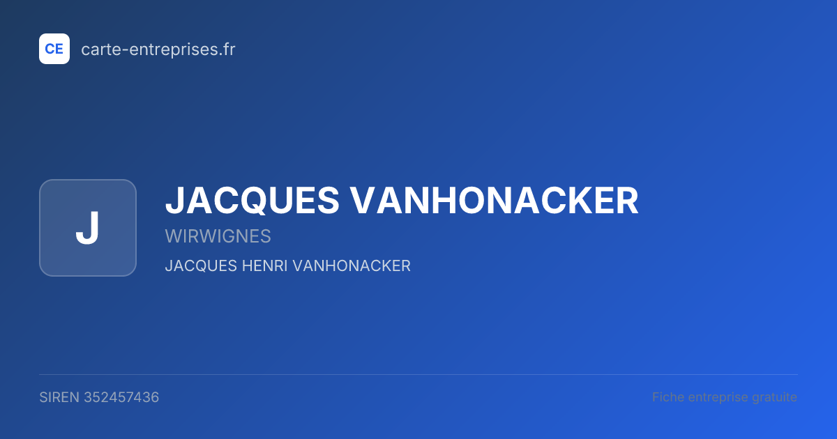 JACQUES VANHONACKER — 352457436 — fiche entreprise