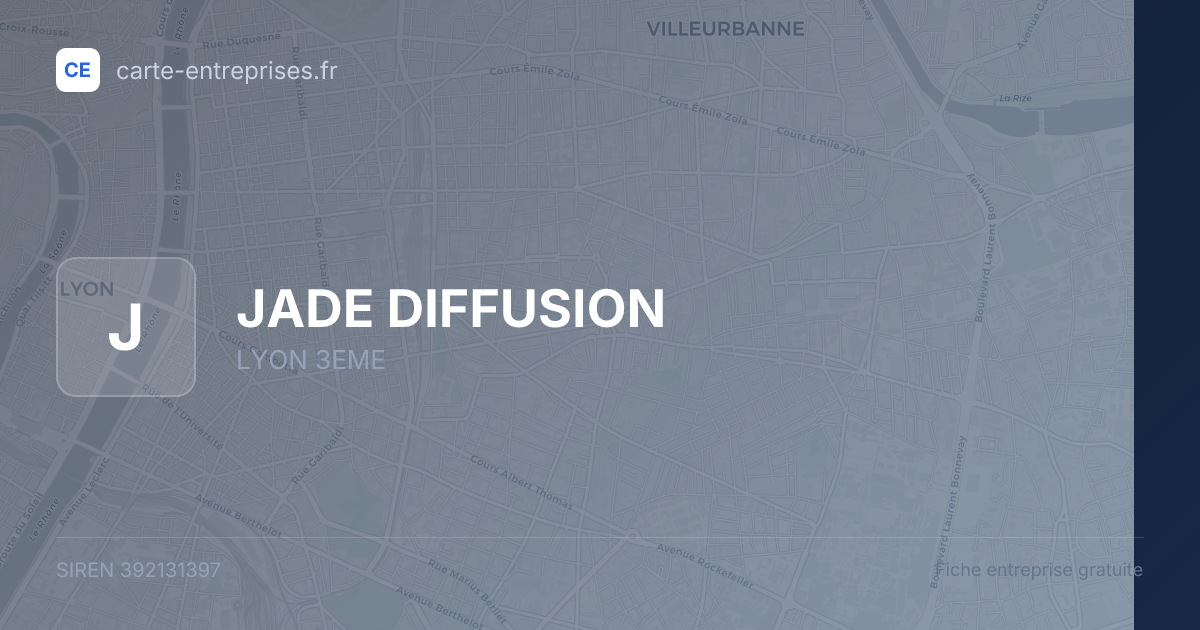 JADE DIFFUSION — 392131397 — fiche entreprise