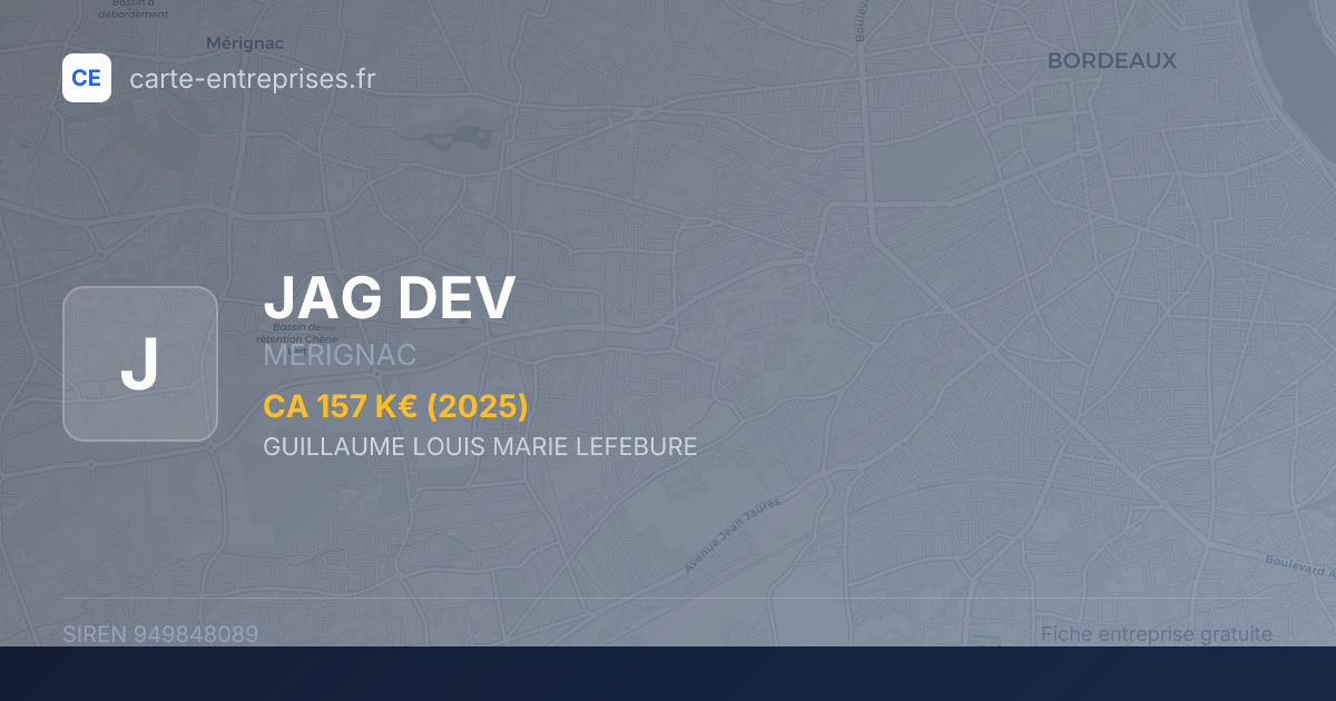JAG DEV — 949848089 — fiche entreprise
