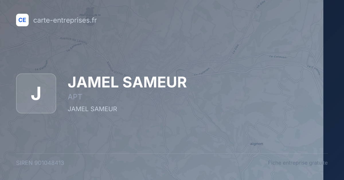 JAMEL SAMEUR — 901048413 — fiche entreprise