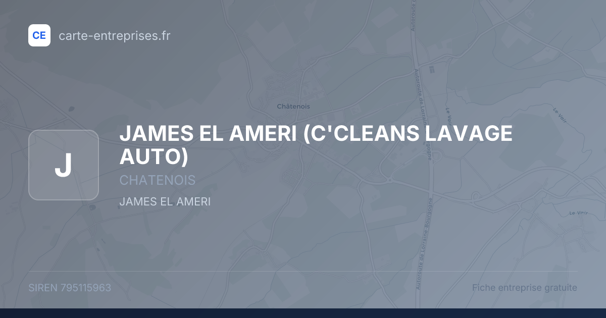 JAMES EL AMERI (C'CLEANS LAVAGE AUTO) — 795115963 — fiche entreprise