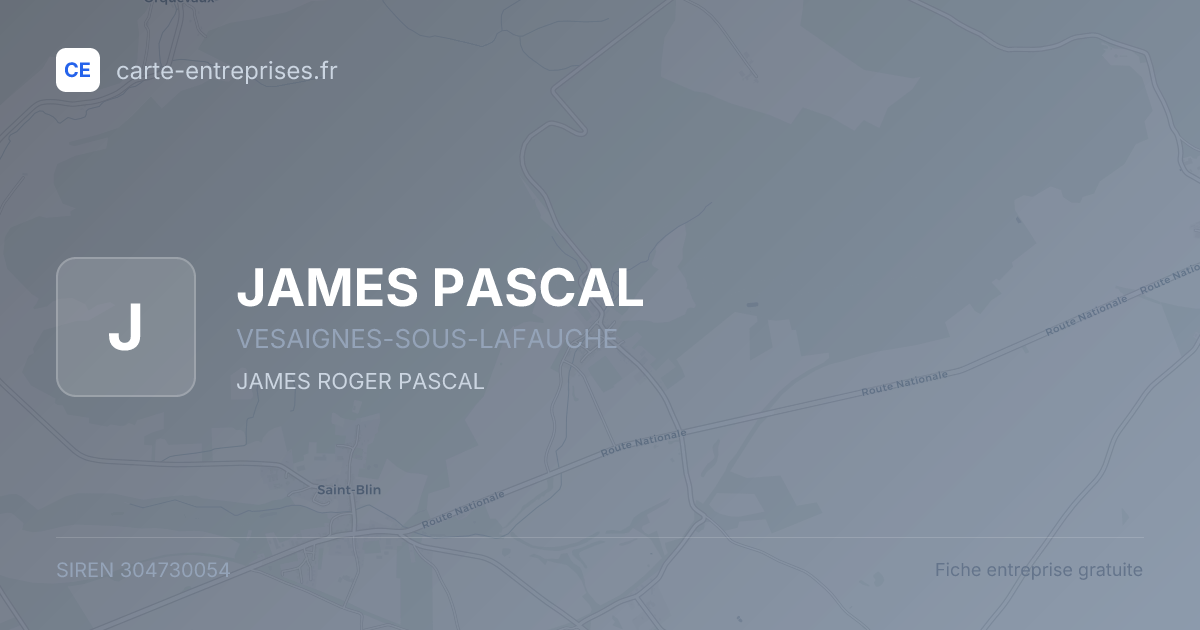 JAMES PASCAL — 304730054 — fiche entreprise