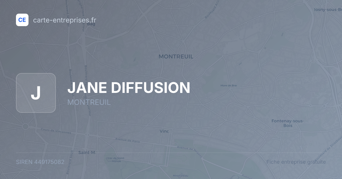 JANE DIFFUSION — 449175082 — fiche entreprise