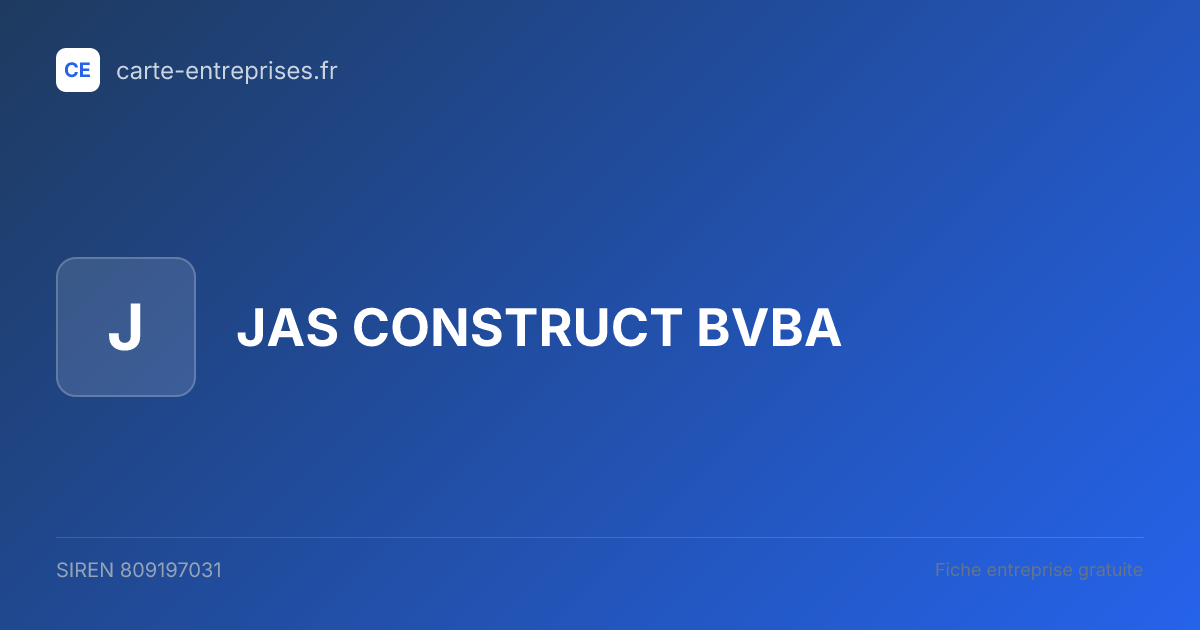 JAS CONSTRUCT BVBA — 809197031 — fiche entreprise