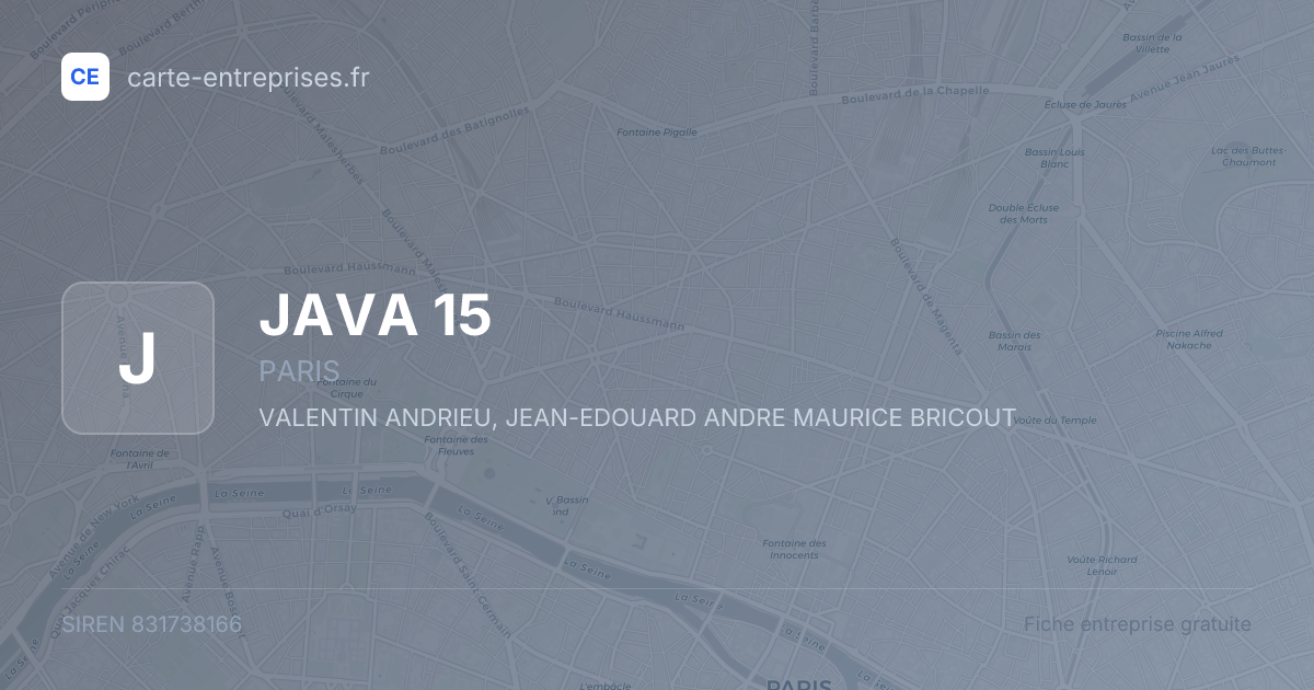 JAVA 15 — 831738166 — fiche entreprise