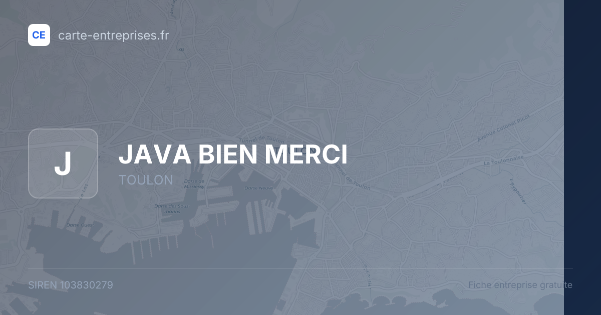 JAVA BIEN MERCI — 103830279 — fiche entreprise