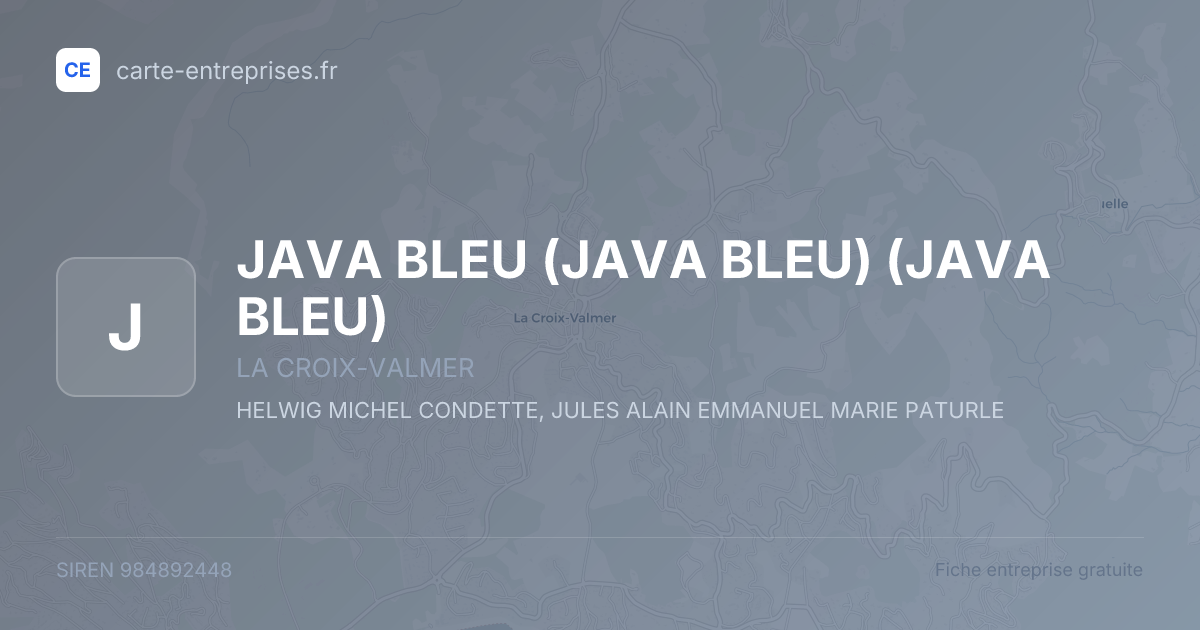 JAVA BLEU (JAVA BLEU) (JAVA BLEU) — 984892448 — fiche entreprise