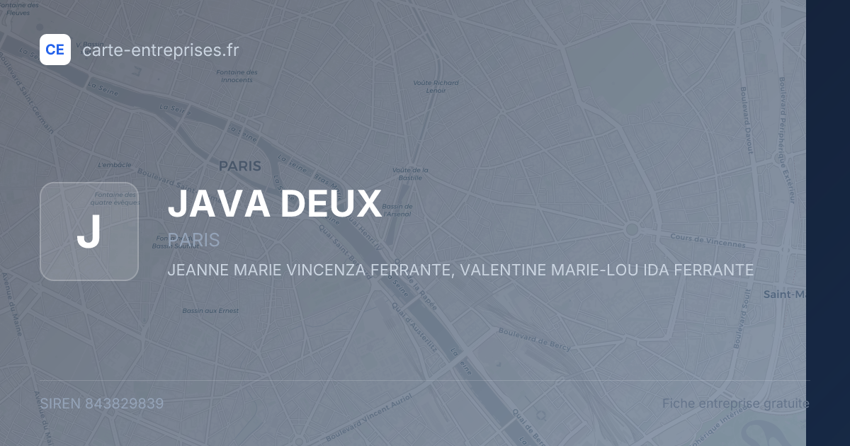JAVA DEUX — 843829839 — fiche entreprise