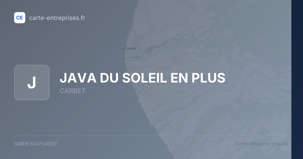 JAVA DU SOLEIL EN PLUS — 514754092 — fiche entreprise