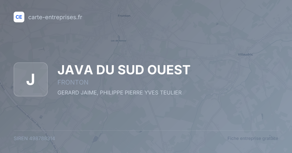 JAVA DU SUD OUEST — 498788314 — fiche entreprise