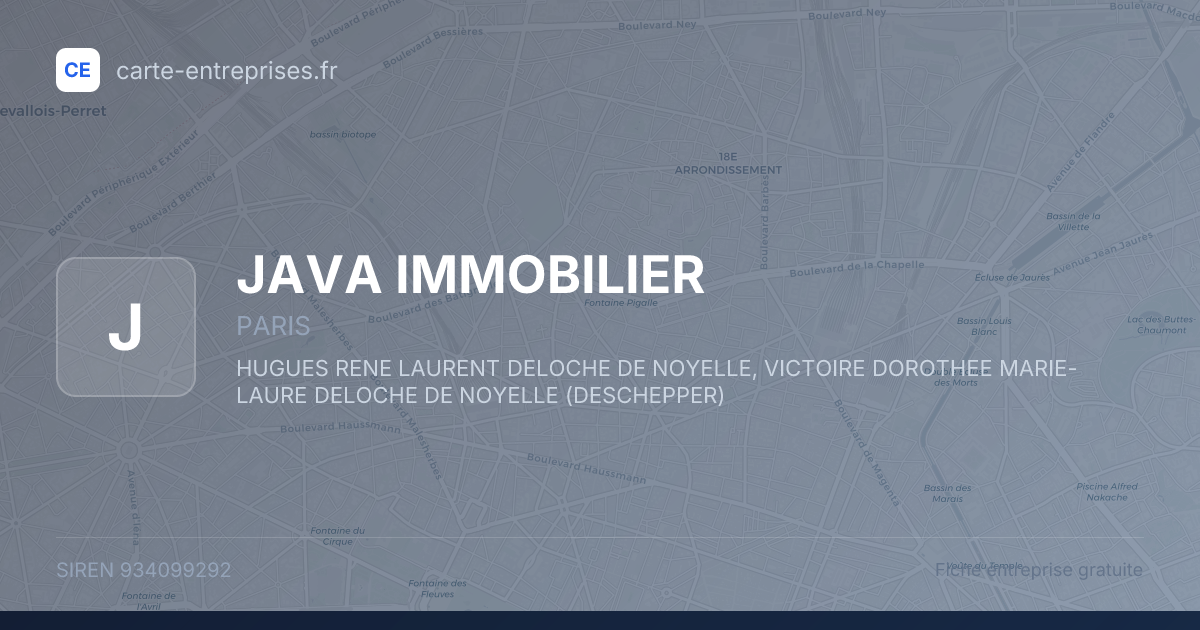 JAVA IMMOBILIER — 934099292 — fiche entreprise