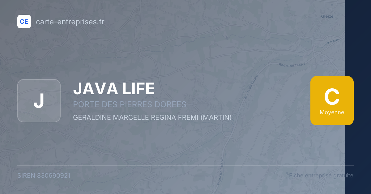 JAVA LIFE — 830690921 — fiche entreprise