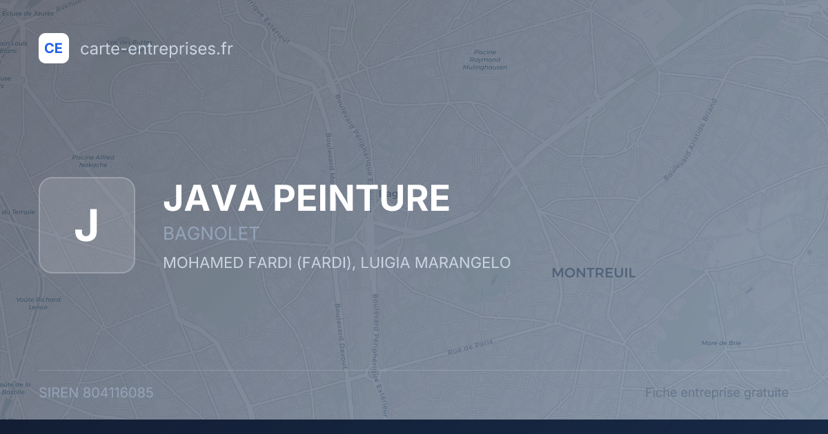 JAVA PEINTURE — 804116085 — fiche entreprise