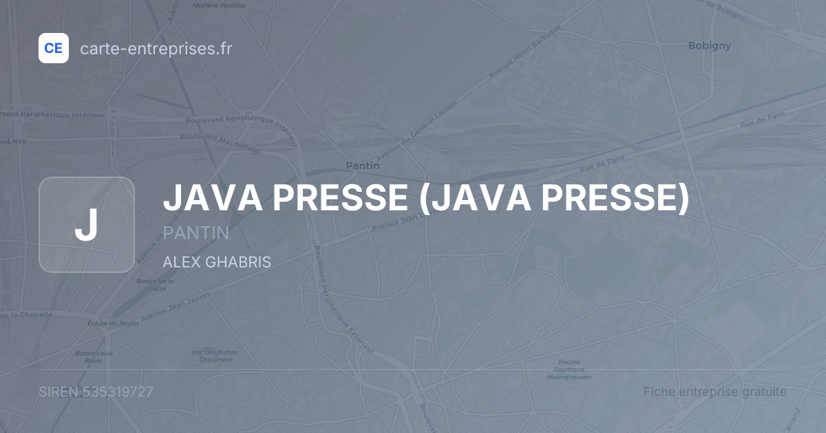 JAVA PRESSE — 535319727 — fiche entreprise