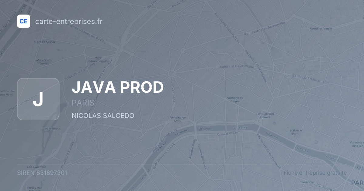 JAVA PROD — 831897301 — fiche entreprise