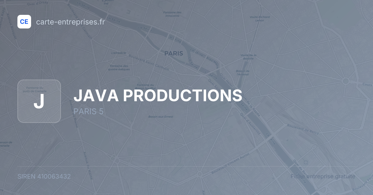 JAVA PRODUCTIONS — 410063432 — fiche entreprise